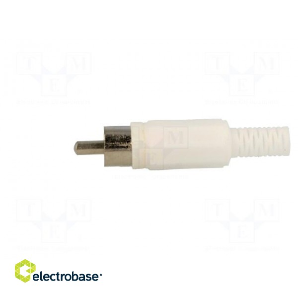 Plug | RCA | male | with strain relief | straight | soldering | white image 3