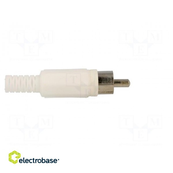 Plug | RCA | male | with strain relief | straight | soldering | white фото 7