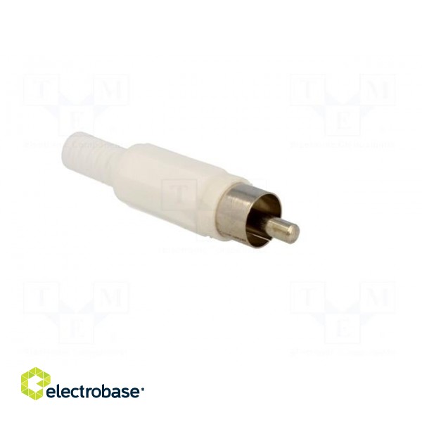 Plug | RCA | male | with strain relief | straight | soldering | white image 8