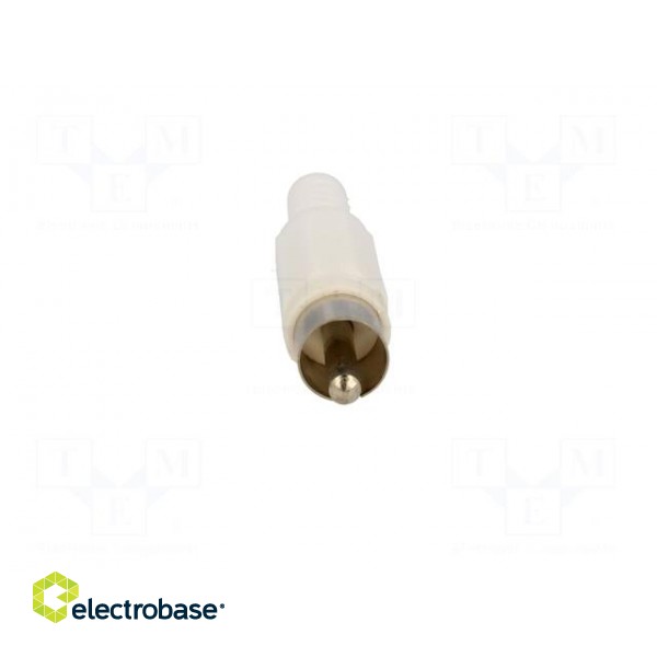 Plug | RCA | male | with strain relief | straight | soldering | white image 9