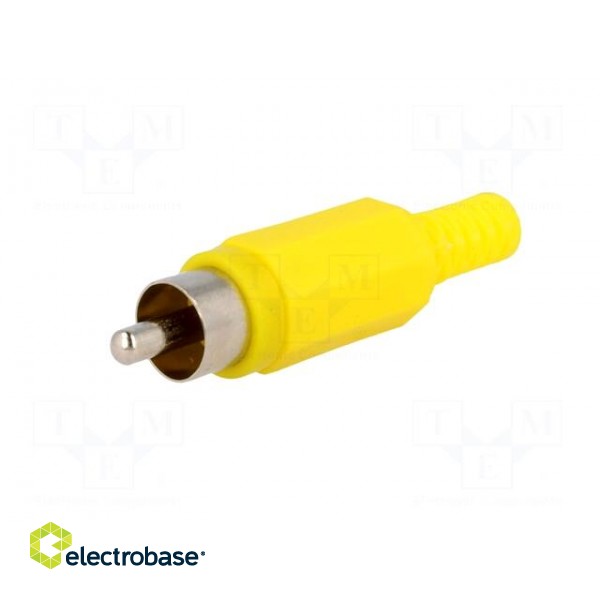Plug | RCA | male | with strain relief | straight | soldering | yellow paveikslėlis 2