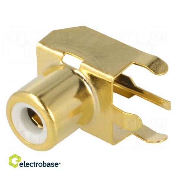 Socket | RCA | female | angled 90° | THT | brass | gold-plated | on PCBs paveikslėlis 1