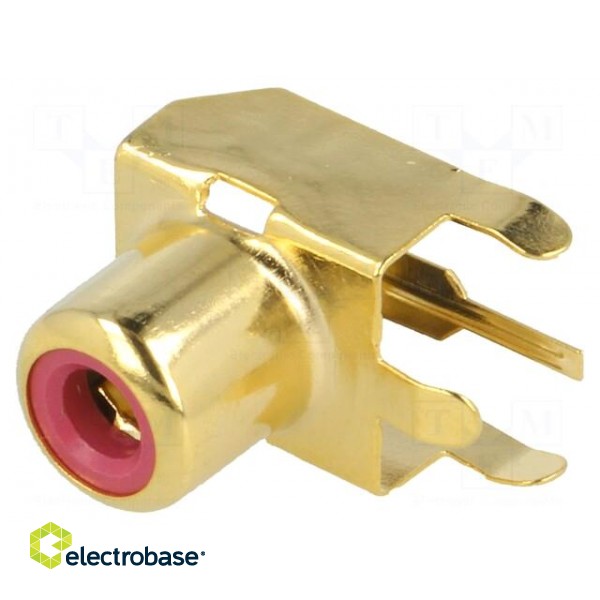 Socket | RCA | female | angled 90° | THT | brass | gold-plated | on PCBs фото 1