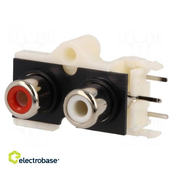 Socket | RCA | female | double deck | angled 90° | THT | No.of sockets: 2 image 1