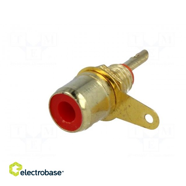 Socket | RCA | female | gold-plated | for panel mounting | Marker: red image 2