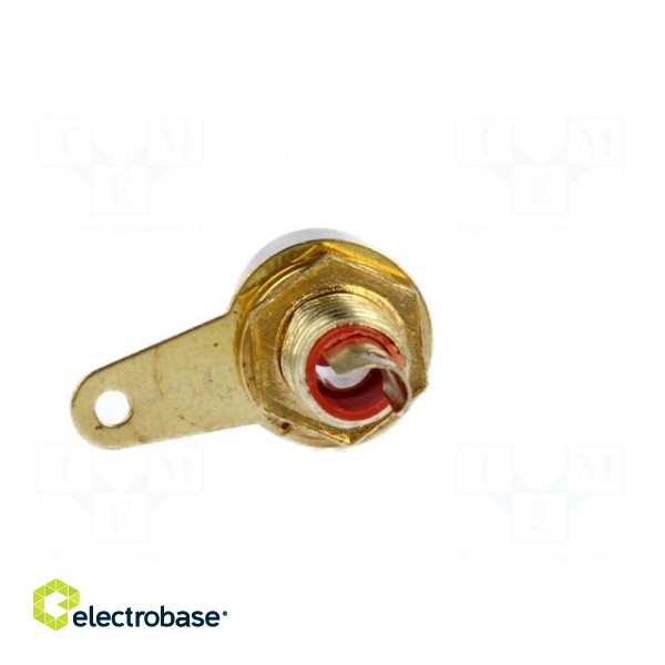Socket | RCA | female | gold-plated | for panel mounting | Marker: red фото 5