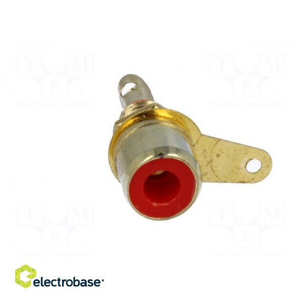 Socket | RCA | female | gold-plated | for panel mounting | Marker: red фото 9
