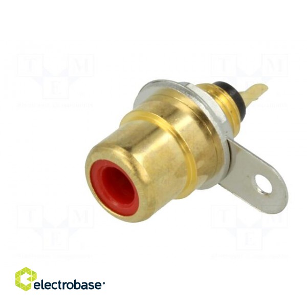 Socket | RCA | female | straight | soldering | gold-plated | Marker: red image 2