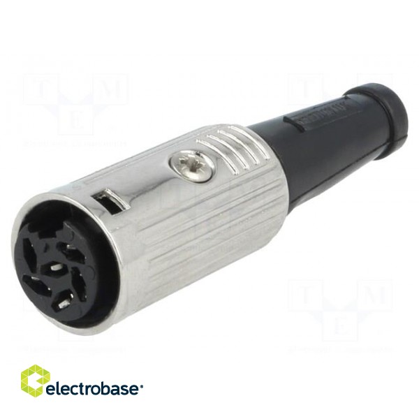 Plug | DIN | female | PIN: 6 | Layout: 240° | straight | for cable | 34V | 2A image 1