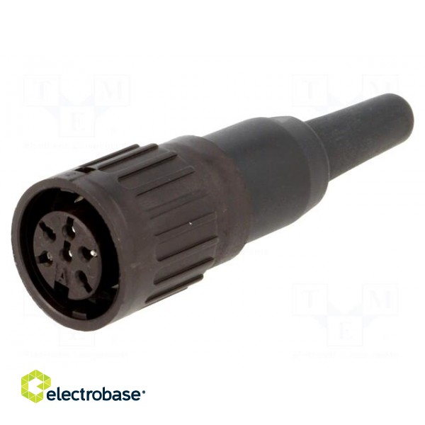 Plug | DIN | female | PIN: 6 | straight | for cable | soldering | 300V | 5A image 1