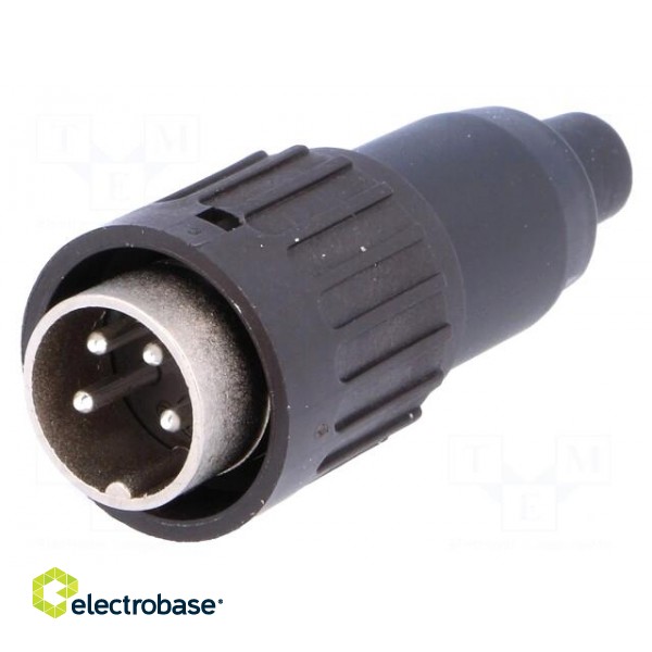 Plug | DIN | male | PIN: 4 | straight | for cable | soldering | 300V | 5A image 1