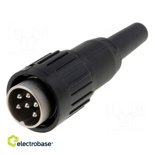 Plug | DIN | male | PIN: 6 | straight | for cable | soldering | 300V | 5A image 1