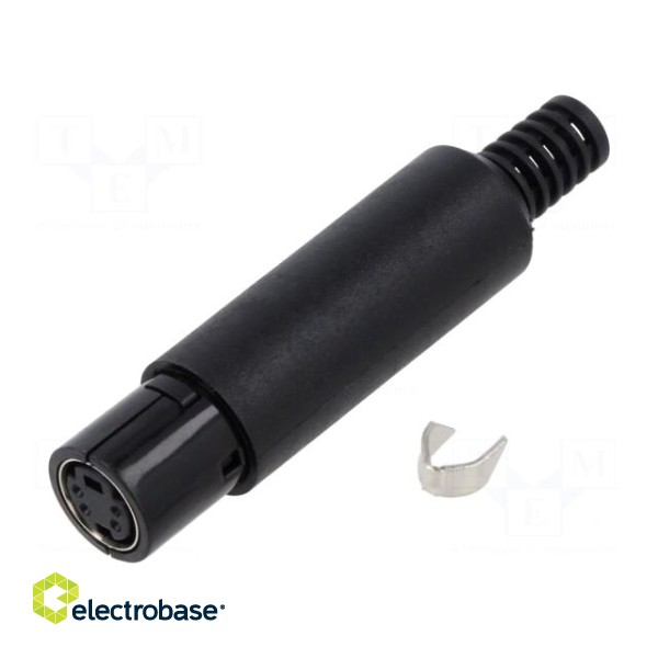 Plug | DIN mini | female | PIN: 4 | with strain relief | soldering | 100V