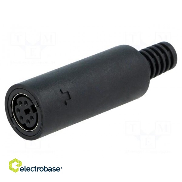 Plug | DIN mini | female | PIN: 6 | with strain relief | soldering | 100V image 1
