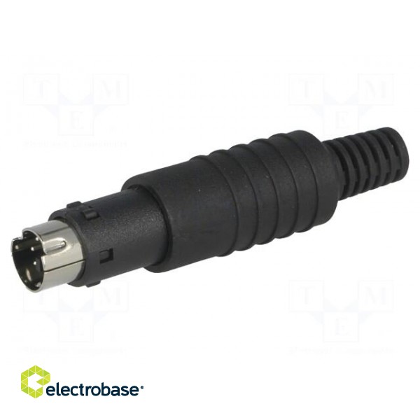 Plug | DIN mini | male | PIN: 6 | with strain relief | soldering | 100V image 1