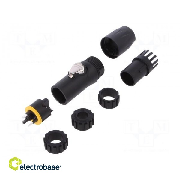 Plug | AC supply | male | PIN: 3 | for cable | 16A | 250V | thermoplastic image 1