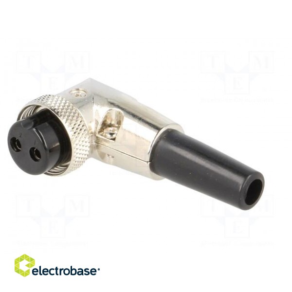 Plug | microphone | female | PIN: 2 | for cable | angled 90° | 6mm image 2