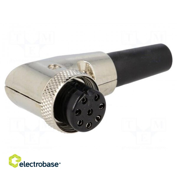 Plug | microphone | female | PIN: 8 | with strain relief | for cable image 1