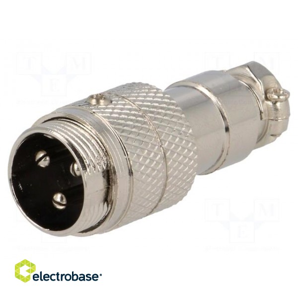 Plug | microphone | male | PIN: 3 | for cable | straight image 1