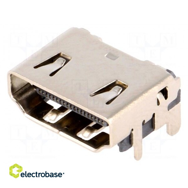 Connector: HDMI | socket | PIN: 19 | gold flash | angled 90° | SMT image 1