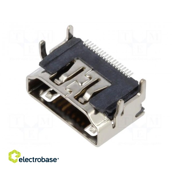 Connector: HDMI | socket | PIN: 19 | pallad nickel alloy | angled 90°