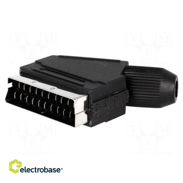 Connector: SCART | plug | male | for cable | angled image 1