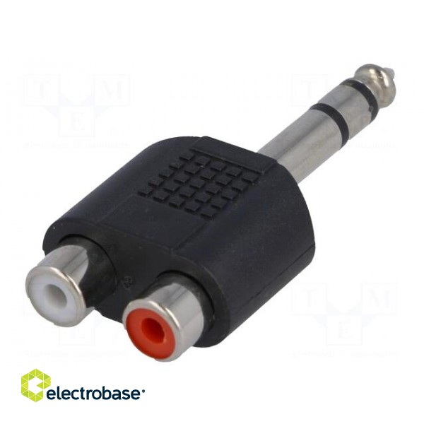 Adapter | Jack 6.35mm plug,RCA socket x2 | stereo фото 1