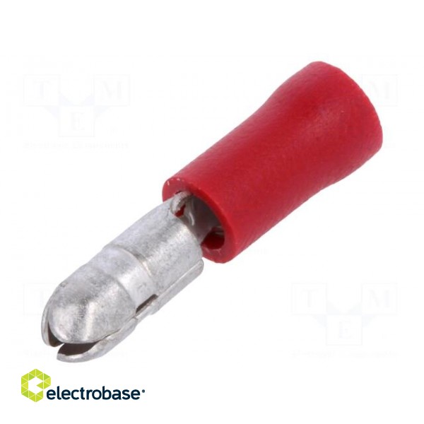 Terminal: round | male | Ø: 4mm | 0.5÷1mm2 | crimped | insulated | red