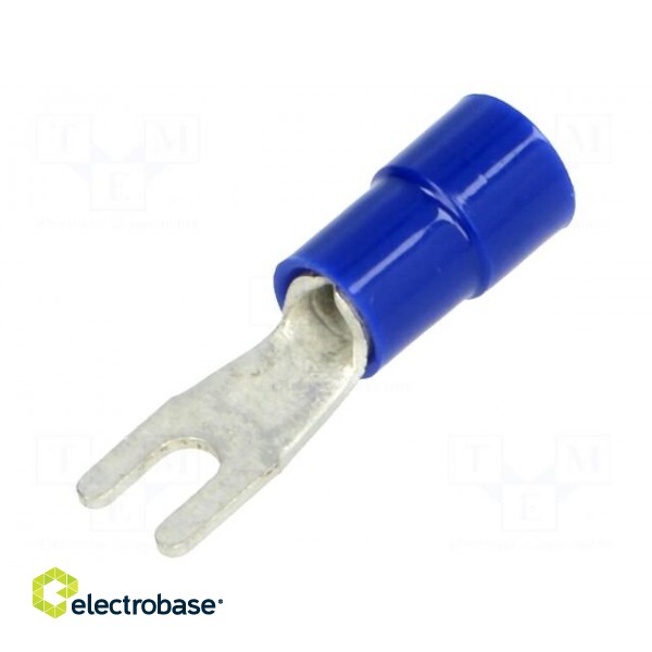 Fork terminal | M2,5 | Ø: 2.6mm | 1.5÷2.5mm2 | crimped | for cable | blue
