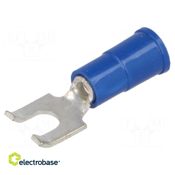 Fork terminal | M3,5 | Ø: 3.66mm | crimped | for cable | insulated | blue