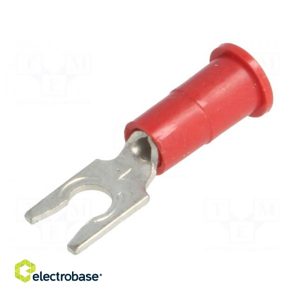 Tip: fork | M3,5 | Ø: 3.66mm | crimped | for cable | insulated | red