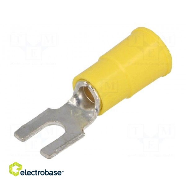 Tip: fork | M3,5 | Ø: 3.66mm | crimped | for cable | insulated | yellow