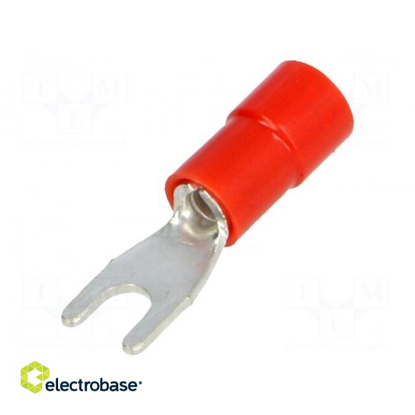 Fork terminal | M3 | Ø: 3.2mm | 0.25÷1.5mm2 | crimped | for cable | red