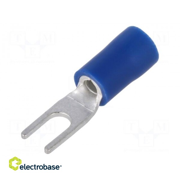 Fork terminal | M3 | Ø: 3.2mm | 1.5÷2.5mm2 | crimped | for cable | blue