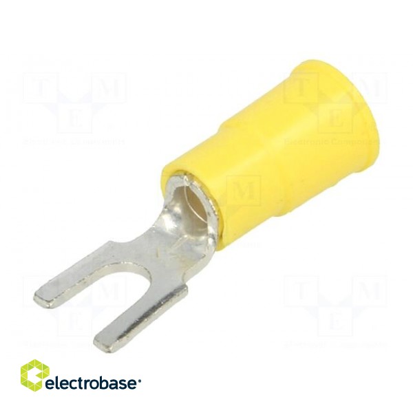 Tip: fork | M4 | Ø: 4.32mm | crimped | for cable | insulated | yellow