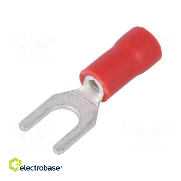 Fork terminal | M4 | Ø: 4.3mm | 0.5÷1mm2 | crimped | for cable | red