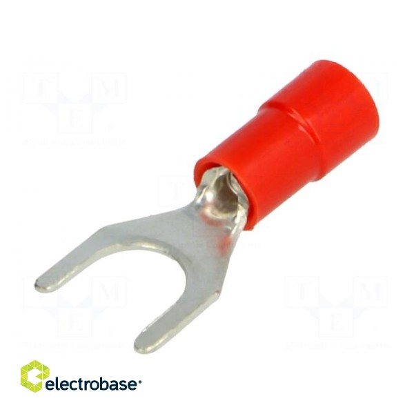 Fork terminal | M6 | Ø: 6.2mm | 0.25÷1.5mm2 | crimped | for cable | red