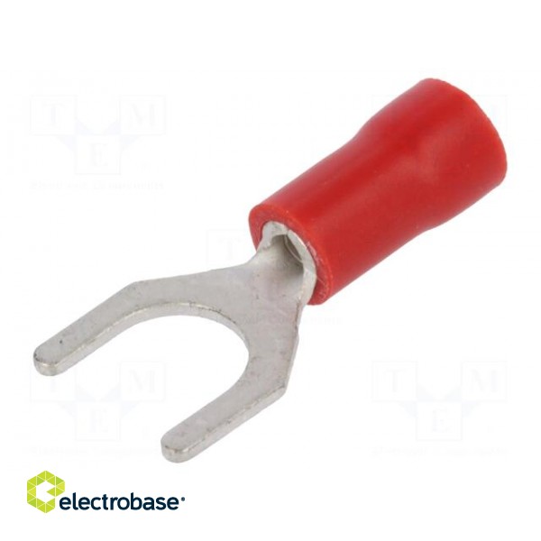 Fork terminal | M6 | Ø: 6.4mm | 0.5÷1mm2 | crimped | for cable | red