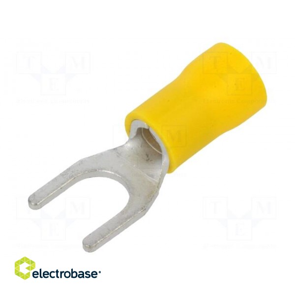 Fork terminal | M6 | Ø: 6.4mm | 4÷6mm2 | crimped | for cable | insulated