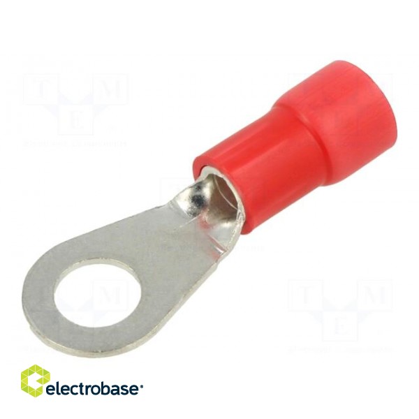 Tip: ring | Ø: 8mm | crimped | for cable | insulated | tinned | red | copper