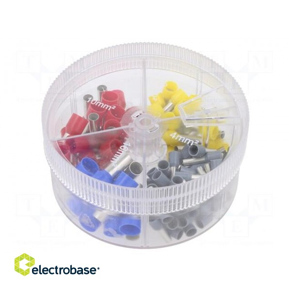 Kit: bootlace ferrules | insulated | red,blue,grey,yellow | 100pcs.
