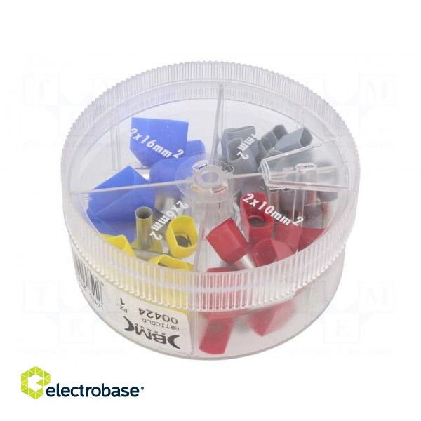 Kit: bootlace ferrules | insulated,double | red,blue,grey,yellow