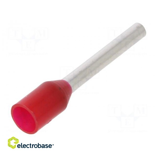 Tip: bootlace ferrule | insulated | 1mm2 | 12mm | tinned | crimped | red