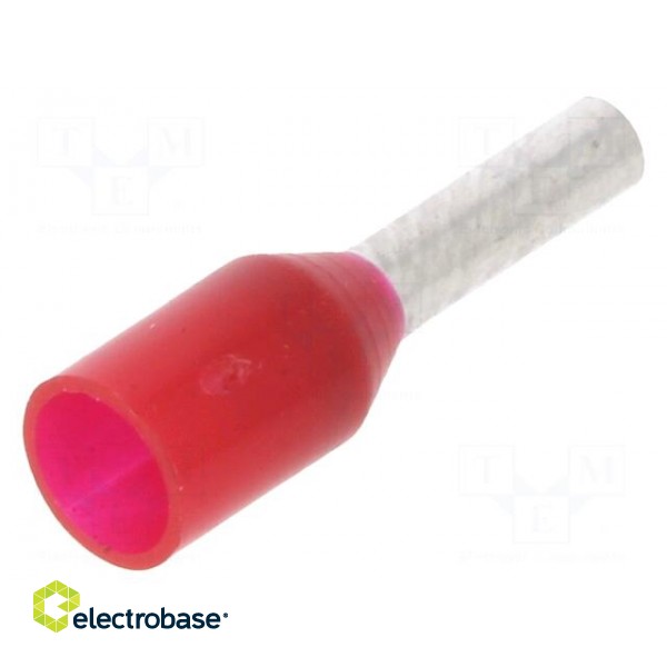 Tip: bootlace ferrule | insulated | 1mm2 | 6mm | tinned | crimped | red