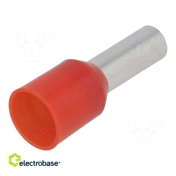 Tip: bootlace ferrule | insulated | copper | 10mm2 | 12mm | tinned | red