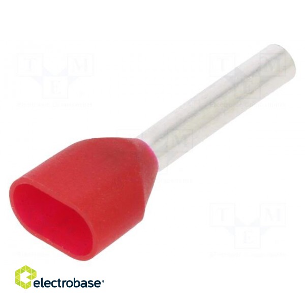 Tip: bootlace ferrule | insulated,double | 1mm2 | 12mm | tinned | red