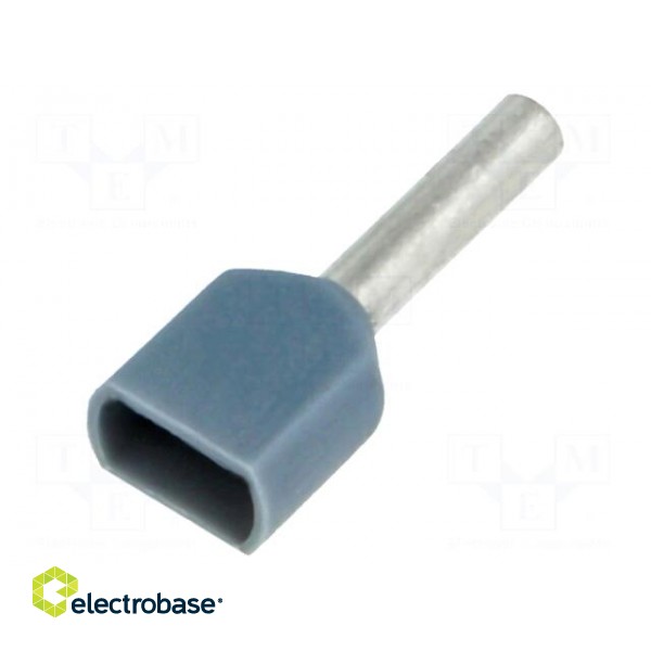 Bootlace ferrule | insulated,double | copper | 0.75mm2 | 8mm | tinned