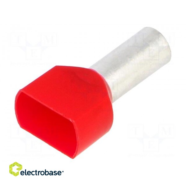 Bootlace ferrule | insulated,double | copper | 10mm2 | 14mm | tinned