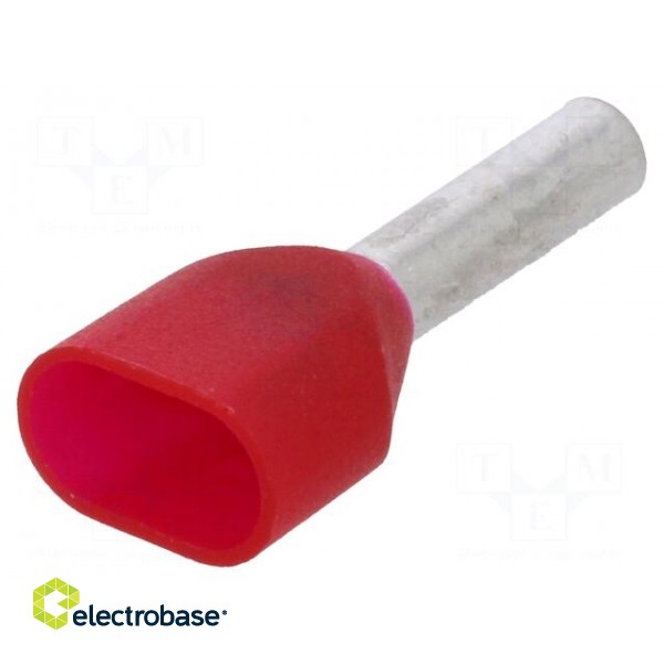 Bootlace ferrule | insulated,double | copper | 1mm2 | 8mm | tinned