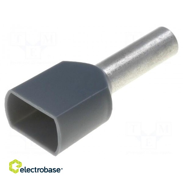 Tip: bootlace ferrule | insulated,double | copper | 4mm2 | 12mm | grey